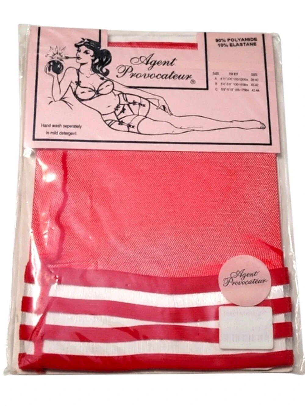 Agent Provocateur Hold Up Stockings Europa Sheer Red Vintage NWT Size B